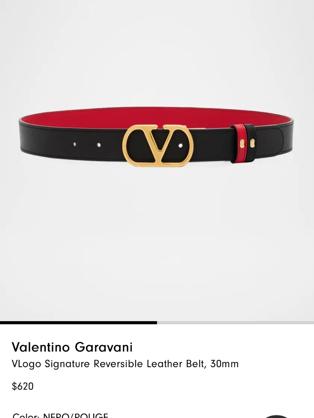 Valentino Garavani Reversible Black and Red Leather Logo Buckle Belt - Picture 2 of 10